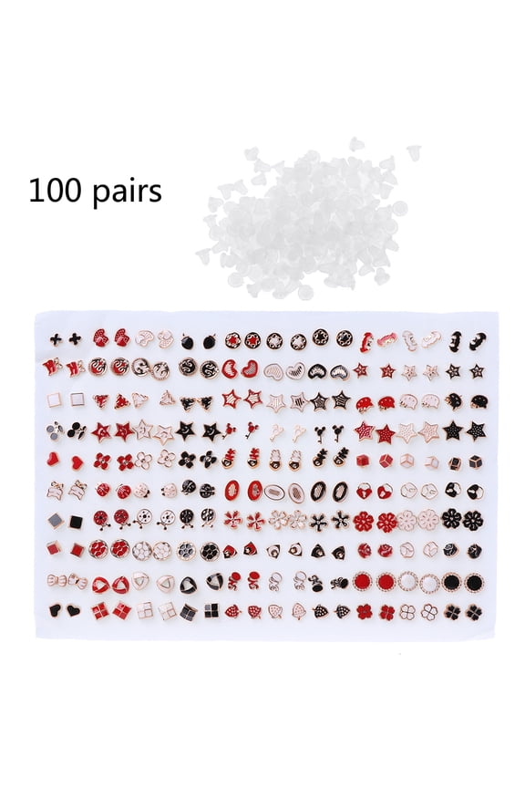 Acrylic Stud Earrings for Women for Sensitive Ears Assorted Jewelry Set 100 Pair