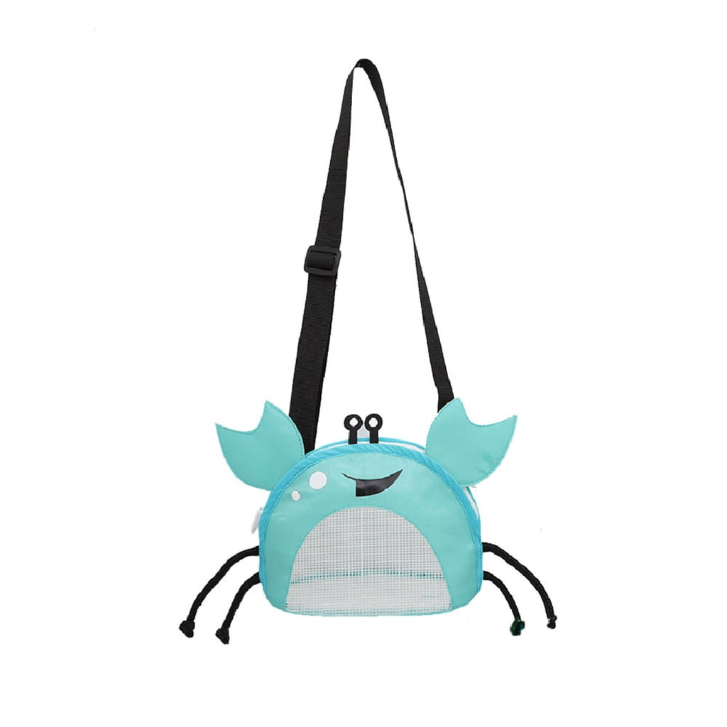 Cute Crab Beach Mesh Bag - Lightweight Shell & Toy Collector Bag For Kids (Foldable, Adjustable Strap, 18x10x15cm) - View #2