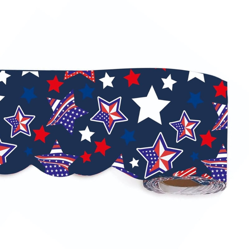 TINYSOME Bulletins Board Border Patriotics Trim Border Star Shape Paper