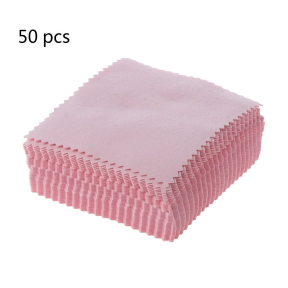 TINYSOME 50Pcs Pink Polishing Cleaning Cloth Jewelry Silver Gold Cleaner Jewelry Tools for Silver Gold Brass and Copper Jewelry