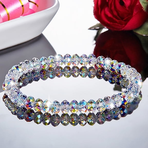 TINYSOME Clear Crystal Design Bracelets Shinning Elastic Couple Presents Anniversary
