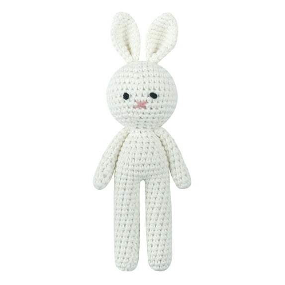 TINYSOME Crochet Doll Bunny Toy for Baby First Stuffed Animal Newborn Soothing Toy