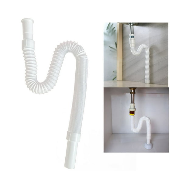 TINYSOME Expandable Universal Sink Drain Pipe Tube Kitchen Sink Sewer Drain Pipe Extender Flexible P/S-type Trap Tubing White