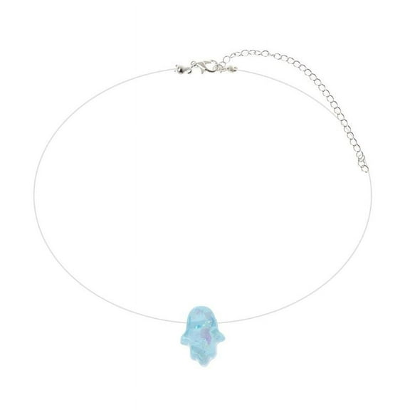 TINYSOME Fishing Line Choker Invisible Hamsa Hand Opals Pendant Necklace Gift for Women