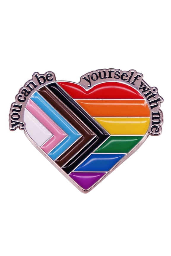 Gay Badge You Can Be Yourself with Me Enamel Pin Safe Space Trans Flag Ally Pins