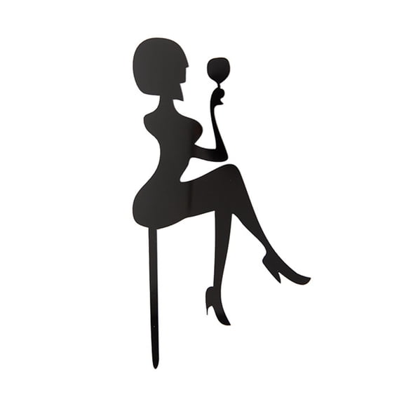 TINYSOME Goddess Acrylic Cake Topper High-heeled Lady Wine Glass Happy Birthday Cake Topper Beauty Bachelor Party Decoration