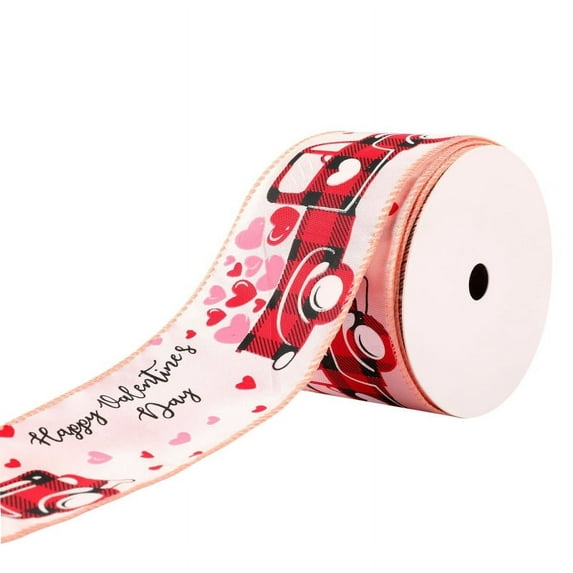 TINYSOME Heart Printed Ribbon Valentine's Day Satin Ribbons for Gift Wrapping DIY Craft