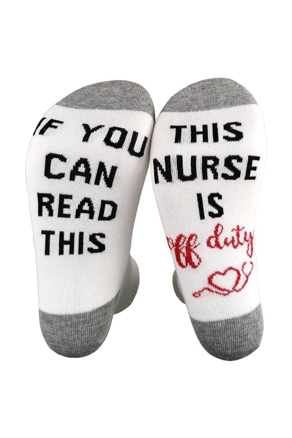 If You Can Read This Nurse Teacher Is Off Duty Unisex Funny Novelty Crew Socks Jacquard Letters Hosiery Gift for Holiday
