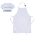 thumbnail image 1 of Boys Girls Chef Outfits Solid Color Mushroom Hat Apron Bib Uniform Set Kids Kitchen Cooking Baking Costume Clothes, 1 of 2