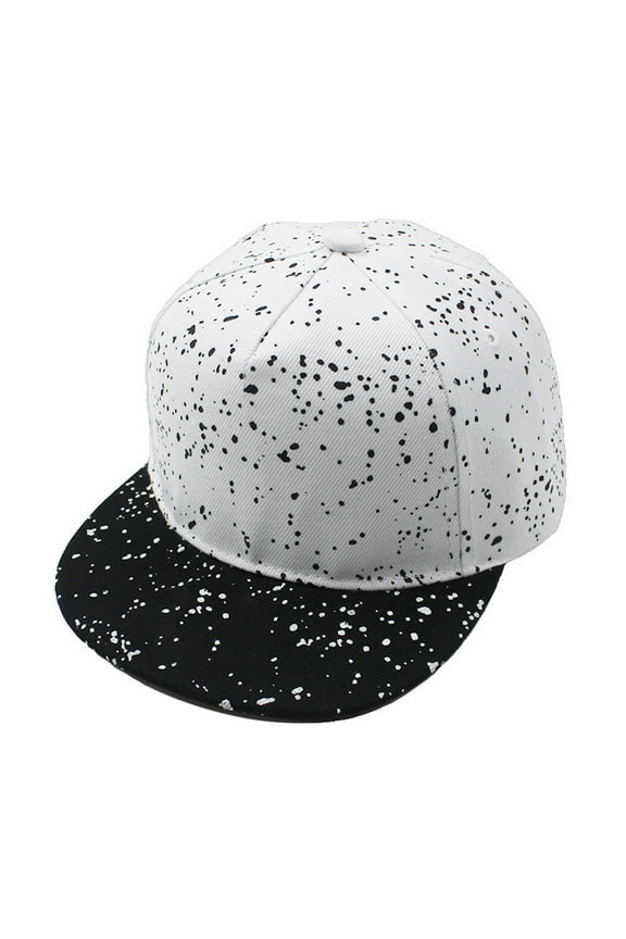Kids Low Profile Baseball Cap Graffiti Dot Print Flat Bill Brim Trucker Da- Hat
