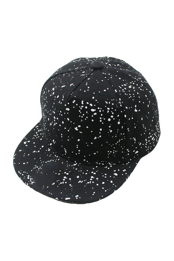 Kids Low Profile Baseball Cap Graffiti Dot Print Flat Bill Brim Trucker Da- Hat