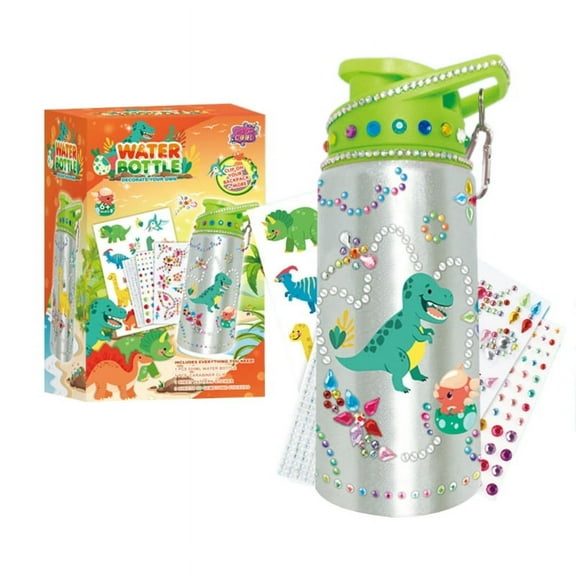 TINYSOME Kids Water Bottle DIY Craft Kits Dinosaur Stickers Decor School Thermo