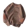 thumbnail image 1 of TINYSOME Men Winter Thick Chunky Knit Long Sleeve Sweater Vintage Elbow Patch Faux Wool Pullover Top Solid Color Casual Loose Jumper Shirt Streetwear, 1 of 17