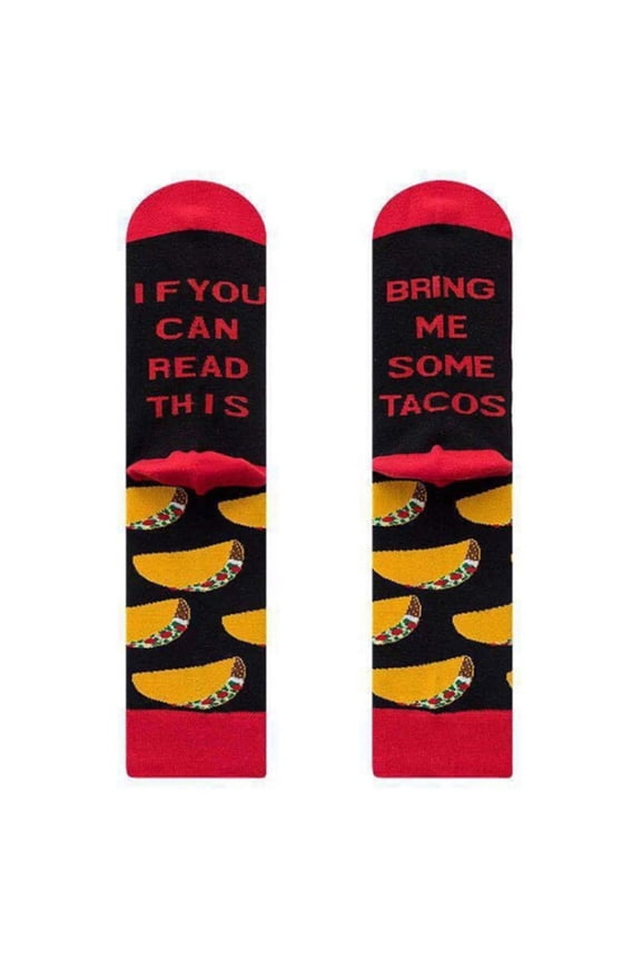 Men Women If You Can Read This Crew Socks Funny Saying Bring Me Tacos Bacon Eggs Hamburger Beer Letters Novelty Cotton Hosiery Gifts
