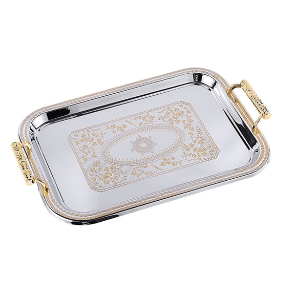 TINYSOME Nordic Stainless Steel Serving Tray with Handles Coffee Bar Food Holder Plate