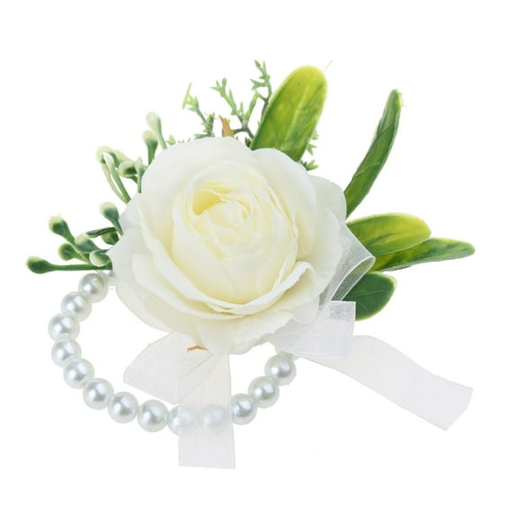 TINYSOME Outdoor Wedding Artificial Rose Wrist Corsage Wristlet Boutonniere with Greenery Leaves Party Prom Bracelet Brooch Pin