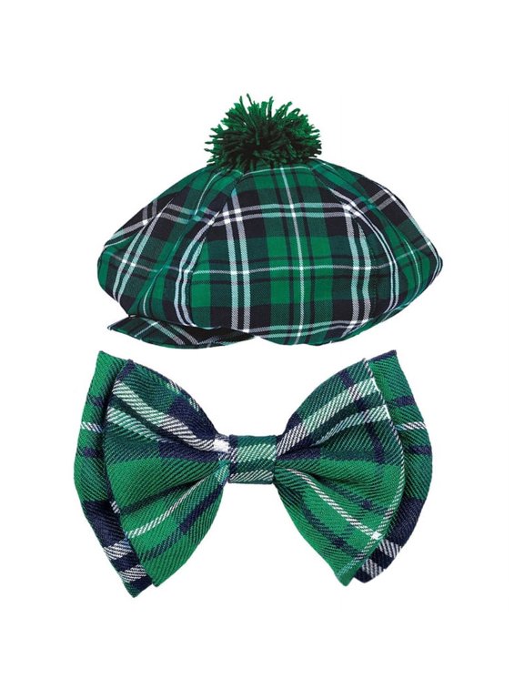 Plaids Headpiece St. Patricks Day Bowtie Octagonal Hat for Festival Party