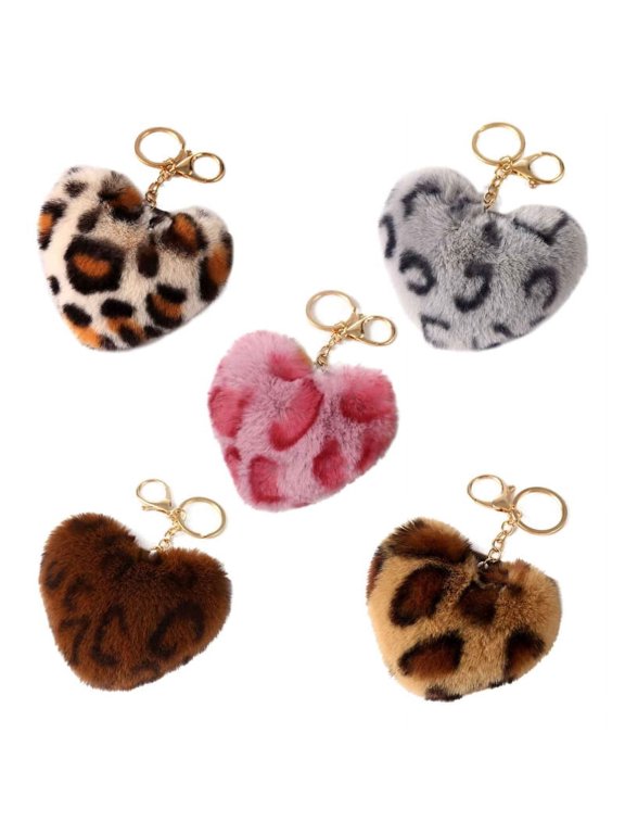 Pom-Poms Keychains Fluffy Faux Fur Ball Keyrings for Women Girls Bag Accessory