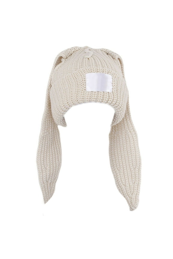 Rabbit Knit Hat Crochet Knitted Hat Long Ear Hat Skullies Beanie Winter Warm Funny Hat Halloween Party Cosplay Party