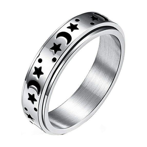 TINYSOME Relief Stress Worry Rings Star Moon Spinning Rings Meditation Anti-Anxiety Ring