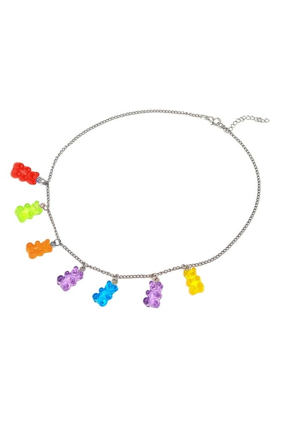 Resin Gummy Bear Link Chain Necklace Cute Cool Colorful Necklace Jewelry