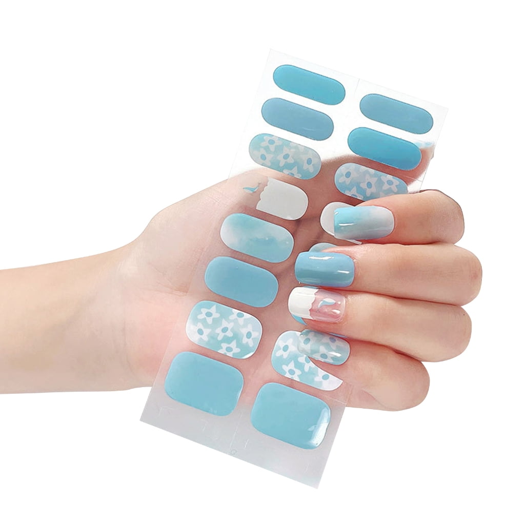 TINYSOME Semicured Gel Nail Stickers UV/LED Lamp Required 16Pcs Gel