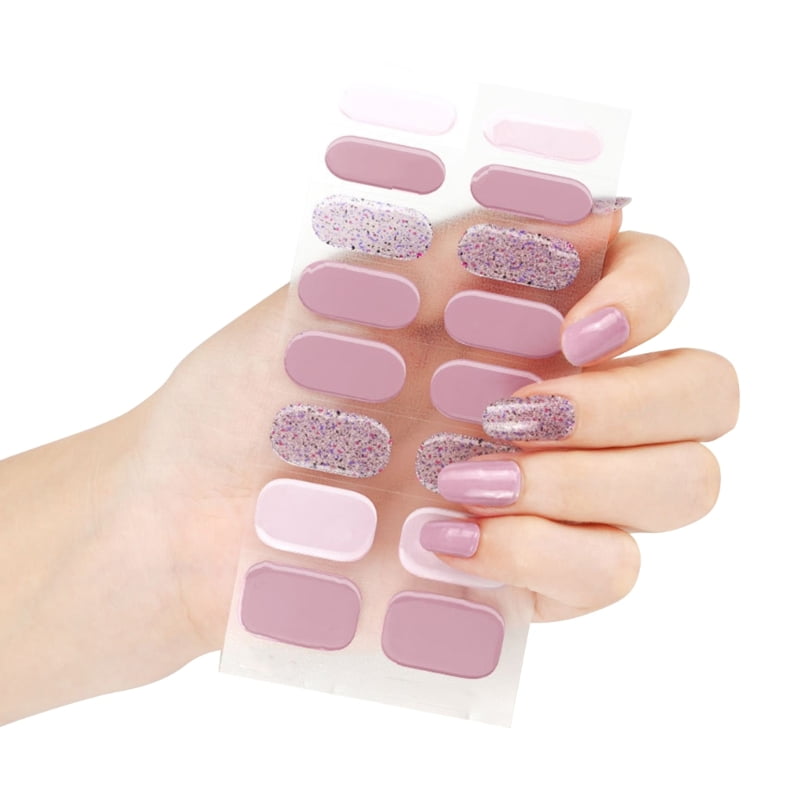 TINYSOME Semicured Gel Nail Stickers UV/LED Lamp Required 16Pcs Gel Nail Polish Wraps