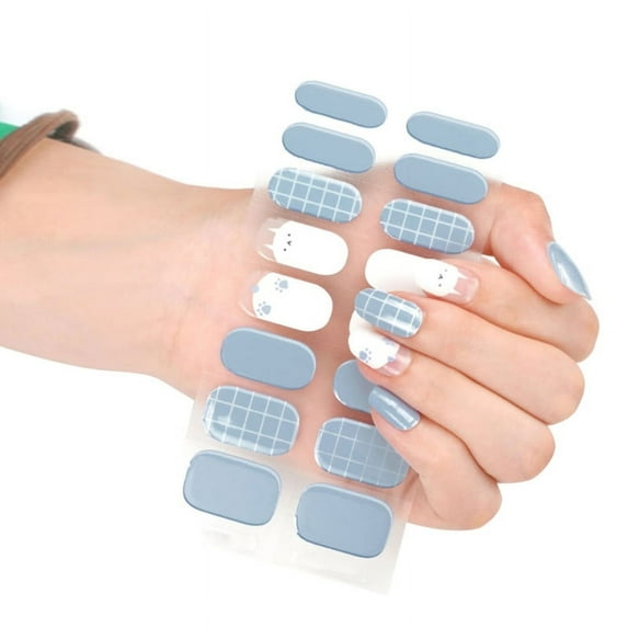 TINYSOME Semicured Gel Nail Stickers UV/LED Lamp Required 16Pcs Gel Nail Polish Wraps
