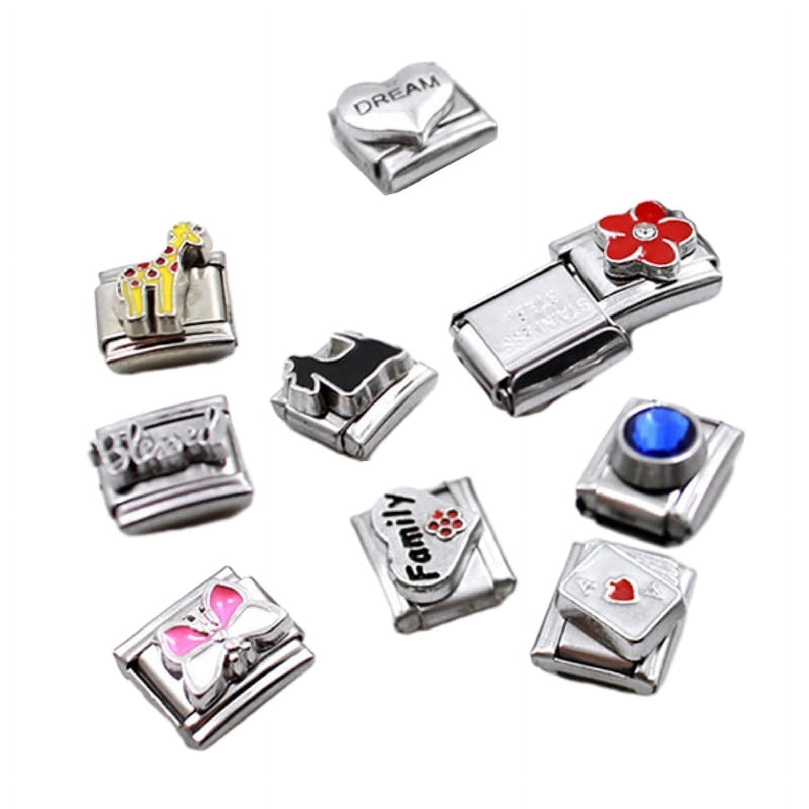 TINYSOME Set of 10 Vintage Square Beads Italian Charm Links Bracelet Making Accessories
