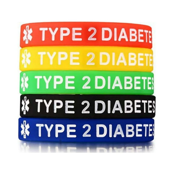 TINYSOME Silicone Medical ID Wristband Type 1/2 Diabetes Bracelet 5Pcs Unisex Adu1t Band