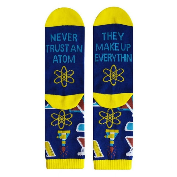 TINYSOME Unisex Novelty Funny Saying Cotton Crew Socks Colorful Books Science Math Pattern Letters Contrast Color Hosiery Gifts