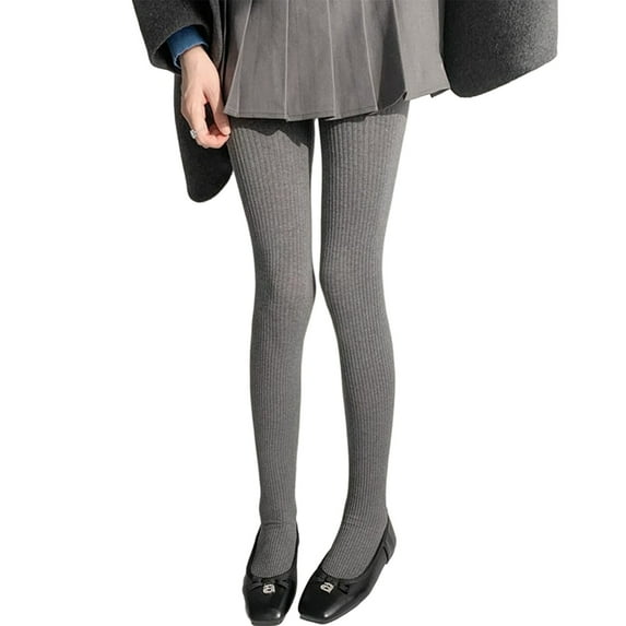 TINYSOME Women Fall Thick Cotton Tights Stockings Solid Color Ribbed Striped Pantyhose