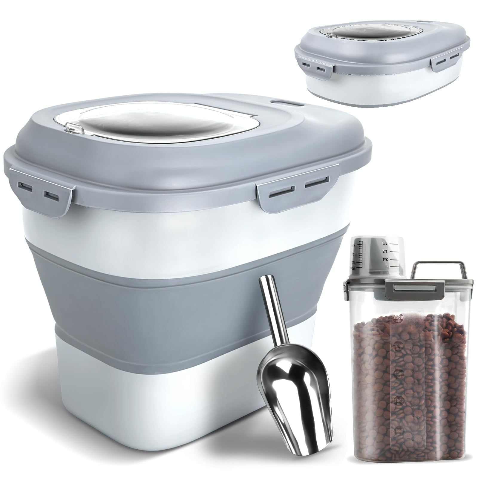 TIOVERY Dog Food Storage AIF4 Container, Airtight Collapsible 13lb 30lb