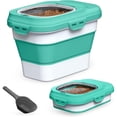 thumbnail image 1 of TIOVERY Dog Food Storage Container, 10lb to 13lb Collapsible Dog Cat Food Containers with Airtight Clear Flip-top and Pet Food Scoop, Pet Food Storage Container Bin for Dog Cat Other Pets (Green), 1 of 8