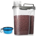thumbnail image 1 of TIOVERY Dog Food Storage Container, 5-7 Lbs Airtight Pet Food Container, Cat Food Container Dispenser Plastic Bin with Pouring Spout, Portable Handle and a Collapsible bowl for Dogs Cats (Grey/6Qt), 1 of 8