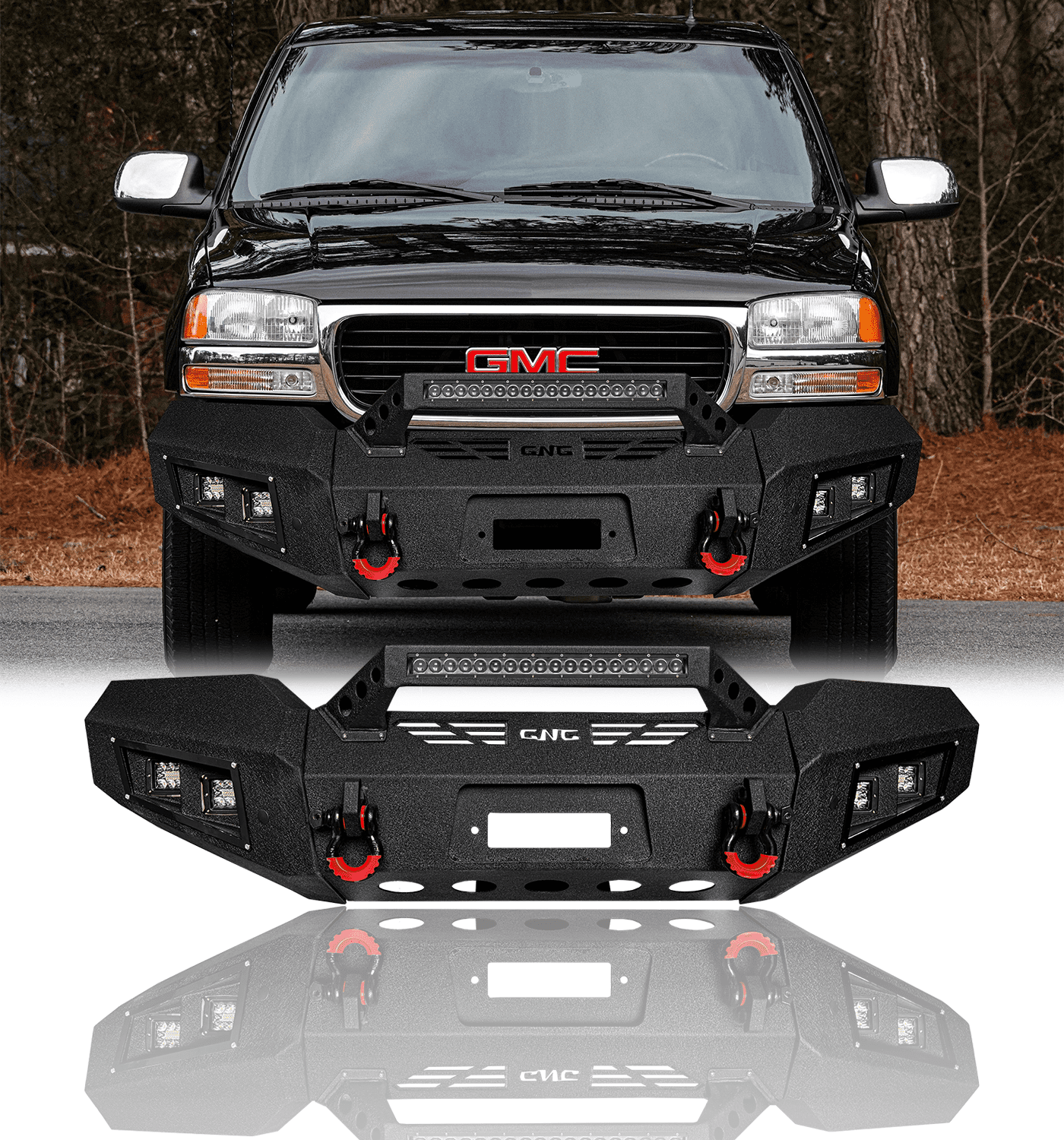 TIOYAR For 2003-2006 GMC Sierra 2500/3500 Steel  Front Bumper With Winch Plate&Lights
