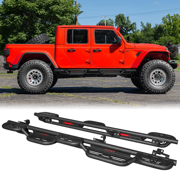 TIOYAR Steel Running Boards for 2020-2025 Jeep Gladiator JT Nerf Bars/Side Steps(Black Texture)