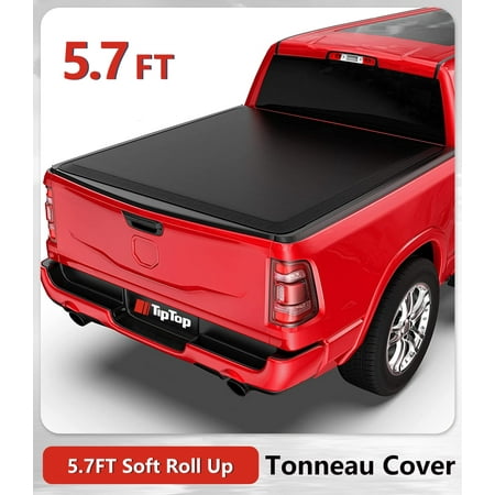 TIPTOP Soft Roll-Up Tonneau Cover Truck Bed For 2009-2024 Ram 1500 5'7" Box (67.4") Bed w/o RamBox | TP1 |