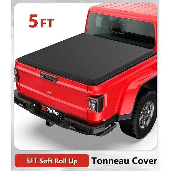 TIPTOP Soft Roll-Up Tonneau Cover Truck Bed For 2020-2024 Jeep Gladiator JT 5ft Bed (60.3") w/ track System | TP1 |