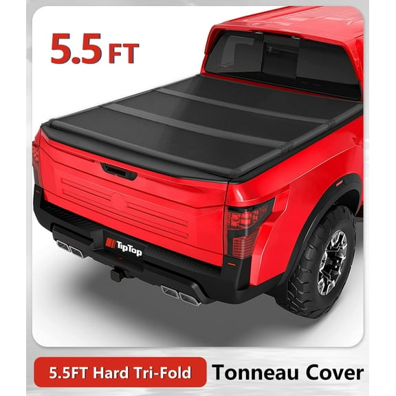 TIPTOP Tri-Fold Hard Tonneau Cover Truck Bed FRP On Top For 2017-2024 Nissan Titan 5.5ft Bed (67") w/o Titan Box | TPM3 |For Models With or Without The Deck Rail System|
