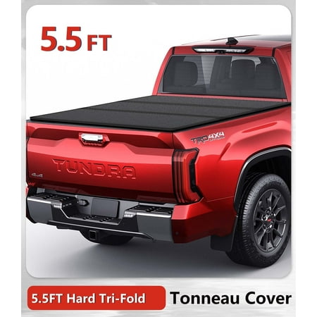 TIPTOP Tri-Fold Hard Tonneau Cover Truck Bed FRP On Top For 2022 2023 Tundra 5.5ft Bed (66.7") w/ Deck Rail System | TPM3 |