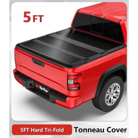 TIPTOP Tri-Fold Hard Tonneau Cover Truck Bed FRP On Top For 2009-2012 Suzuki Equator with 5ft Bed (59.5") | TPM3 |For Models With or Without The Deck Rail System|