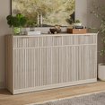 thumbnail image 1 of TIQLAB 55" Large Fluted Buffet Cabinet with Storage, Modern Credenza with Adjustable Shelves, Mid Century Sideboard, Media Console for Living Dining Room Kitchen Entryway Hallway, Light Walnut, 1 of 15