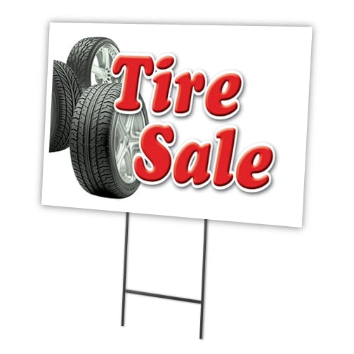 TIRE SALE 18"x24" Yard Sign & Stake | Advertise Your Business | Stake Included Image On Front Only | Made in The USA