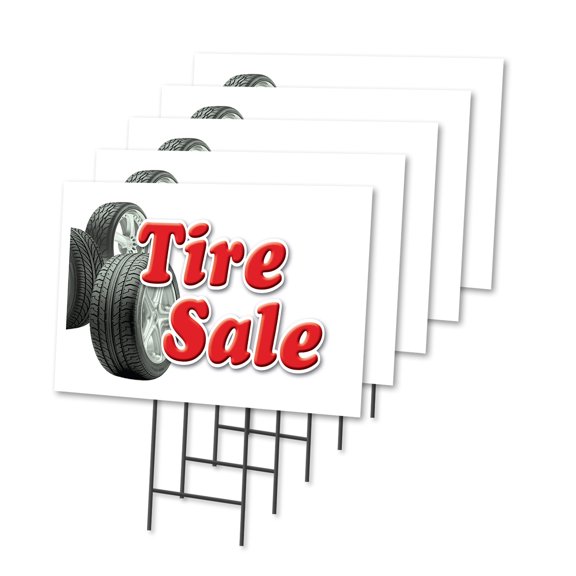 TIRE SALE 5 Pack Of 18" x 24" Yard Sign & Stake | Advertise Your Business | Stake Included Image On Front Only | Made in The USA