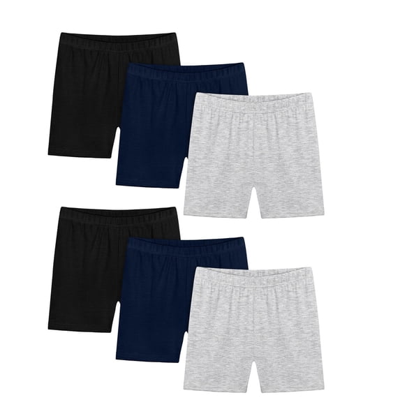 TIREOW 6 Pack Girls Solid Color Bike Shorts Cartwheel Under Dress Dance Elastic Waist Shorts Kids Leggings Running Training Yoga Shorts