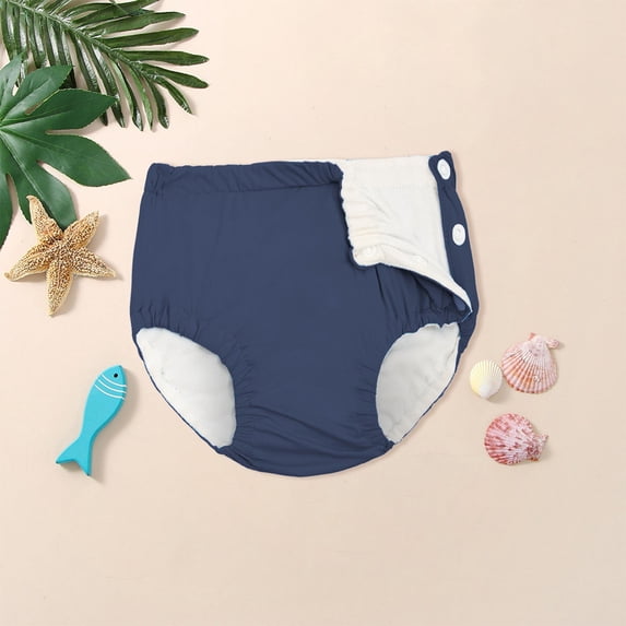 TIREOW Baby Boys and Girls Newborn Reusable Absorbant Swim Diapers Washable Toddler Swim Diaper Unisex Infant Swimming Diapers Swimwear (6-12 Months, Dark Blue)