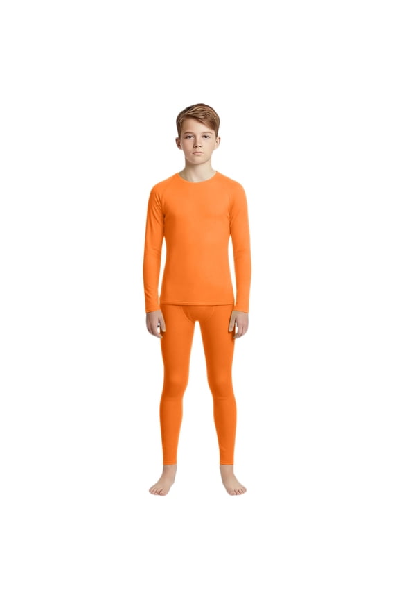 Boys Compression Thermal Base Layer Set, Athletic Youth Fleece Lined Long Sleeve Sports Tops Leggings for Kids (Style A)