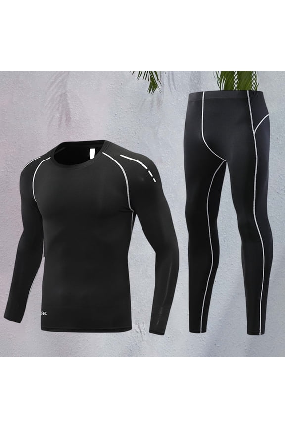 Boys Compression Thermal Base Layer Set, Athletic Youth Fleece Lined Long Sleeve Sports Tops Leggings for Kids (Style A)