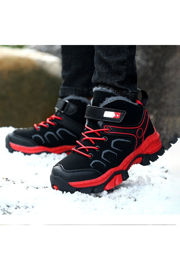 Boys Girls Hiking Sneakers Running Walking Climbing Sneaker Trainers Kids Anti-Slip High Top Lace-up Athletic Shoes Fall Winter Outdoor Snow Shoes